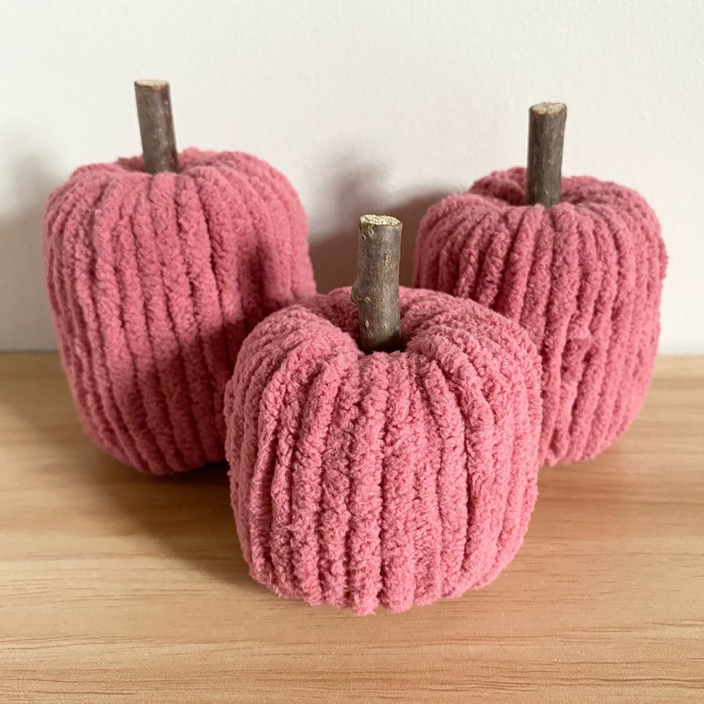 Pink Pumpkin Handmade Decor Set of 3